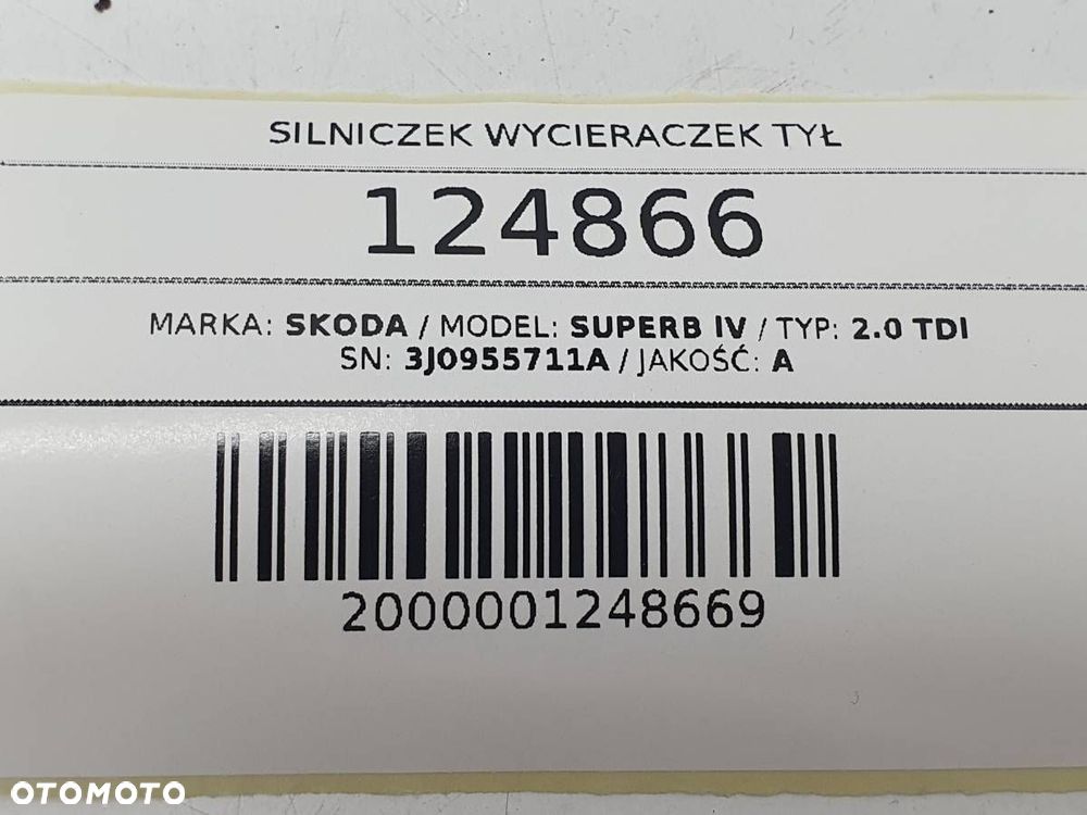 SILNICZEK WYCIERACZKI TYŁ SKODA SUPERB IV 3J0955711A KOMBI PASSAT B9 3P - 7