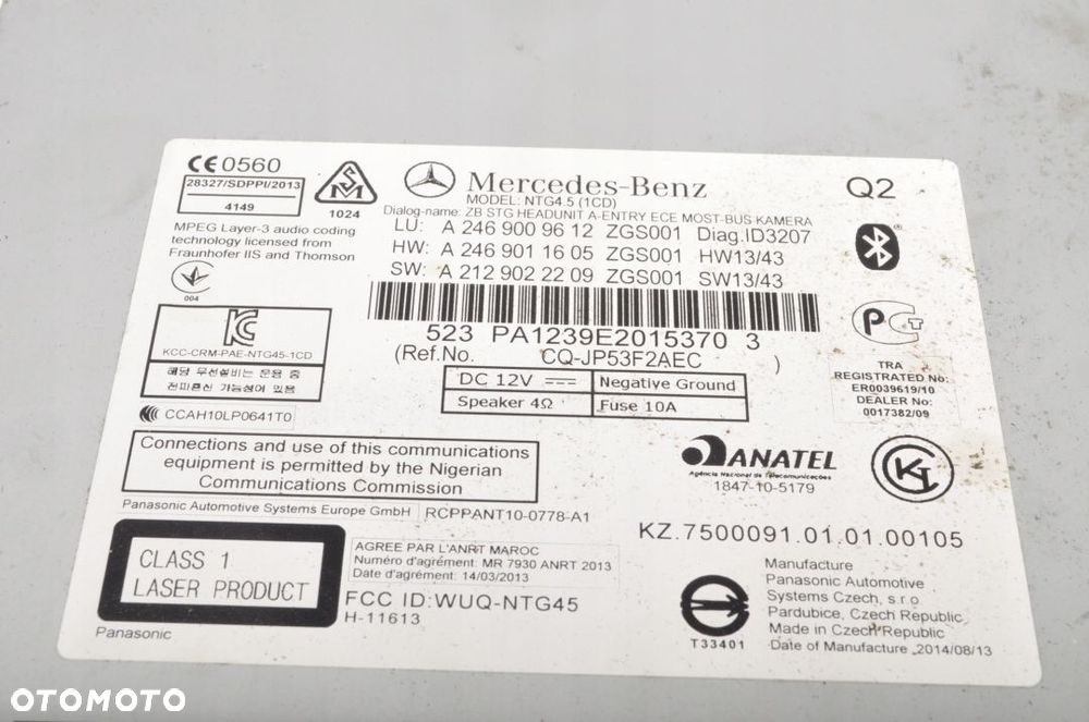 MERCEDES KLASA GLA X156 RADIO CD A2469009612 - 4