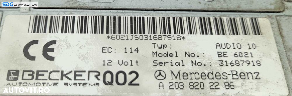 Radio CD Player Mercedes Clasa E Class W211 S211 2001 - 2009 Cod A2038202286 [N0408] - 6