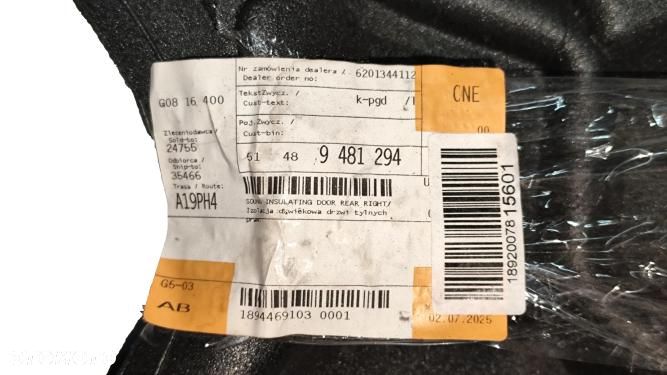 BMW X2 IZOLACJA DŹWIĘKOWA WYGŁUSZENIE DRZWI PRAWY TYŁ 51489481294 9481294 - 4