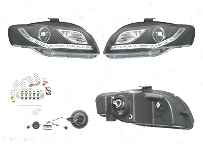 Set faruri Audi A4 (B7), 11.2004-03.2008, fata, stanga+dreapta, cu LED-uri pozitie; H9; electric; negru, transparent; cu motor; tuning; - 1