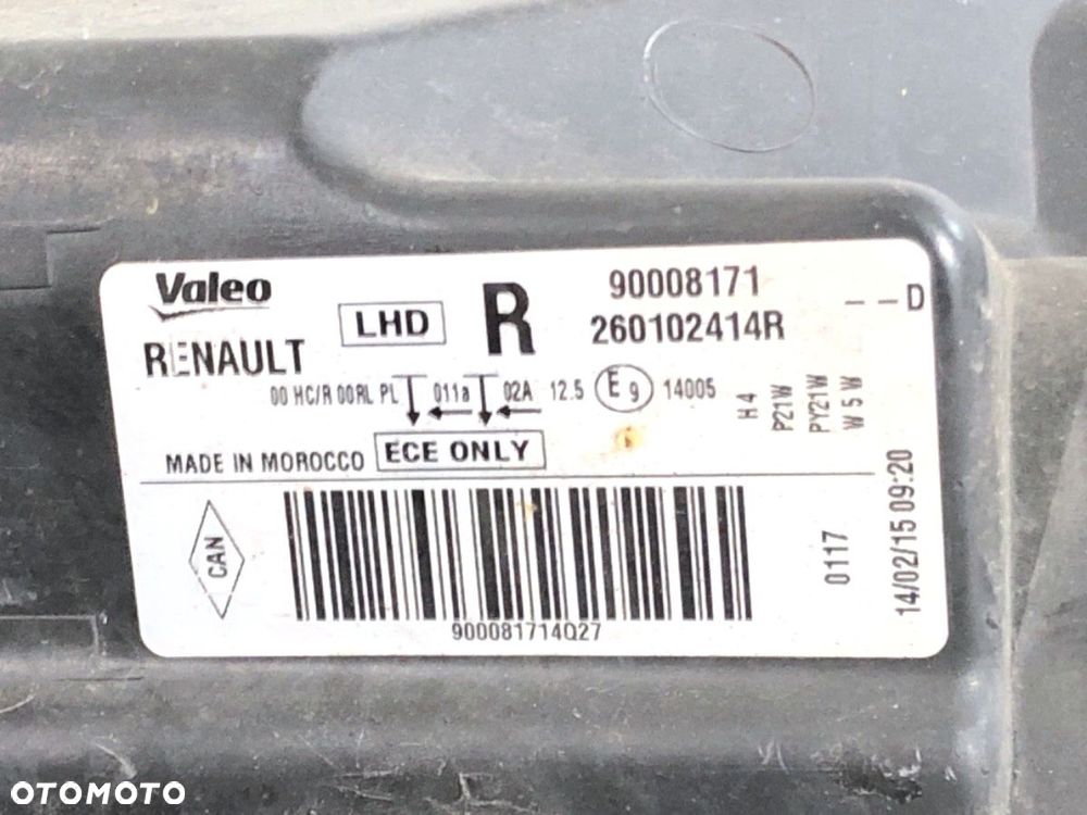 REFLEKTOR PRAWY PRZÓD  DACIA DOKKER nadwozie wielkoprzestrzenne (MPV) (KE_) 2012 - 2022 1.6 61 kW - 8