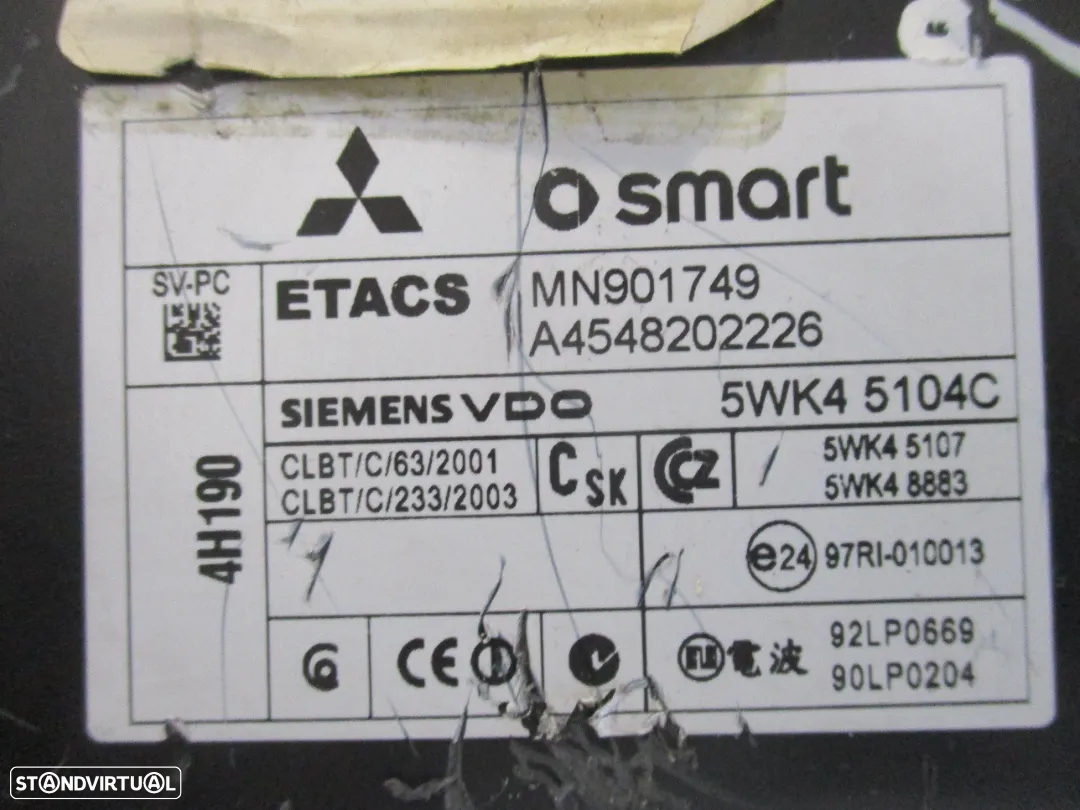 Caixa Fusiveis Modulo electrico Smart ForFour Mitsubishi Colt - 4