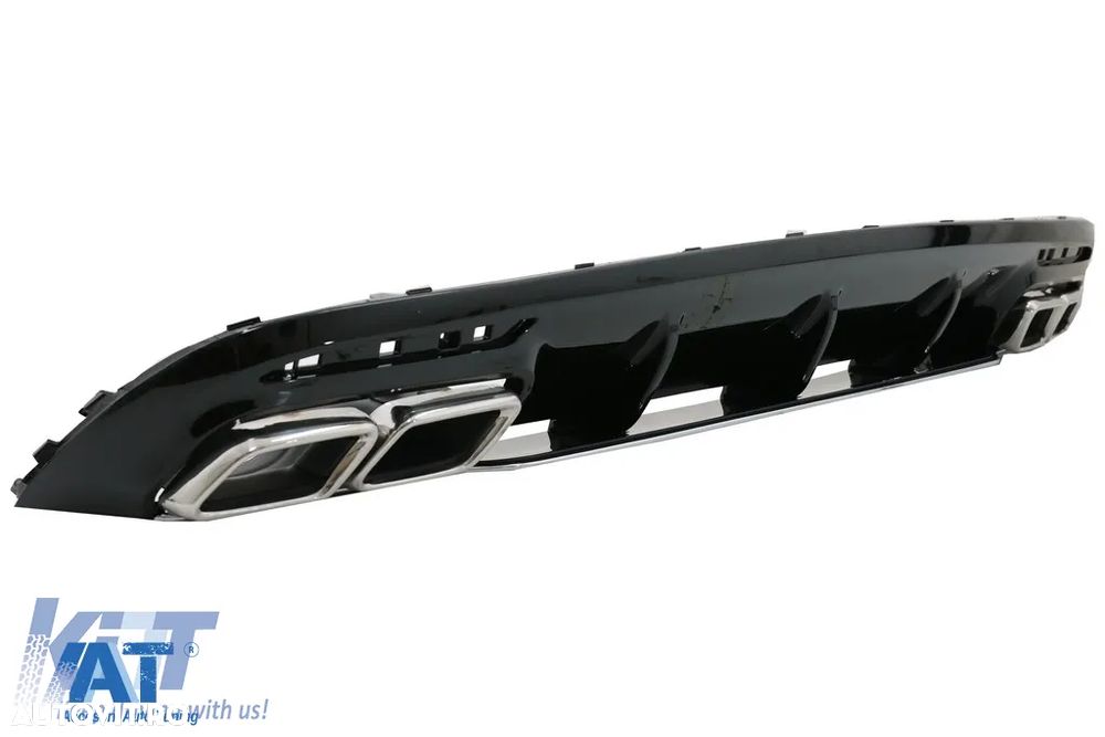 Difuzor Bara Spate cu Ornamente tobe Crom compatibil cu Mercedes E-Class W213 (2016-2019) E63 Design - 5