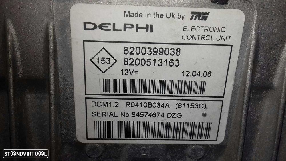 CENTRALINA MOTOR UCE RENAULT CLIO II 2006 -8200399038 - 3