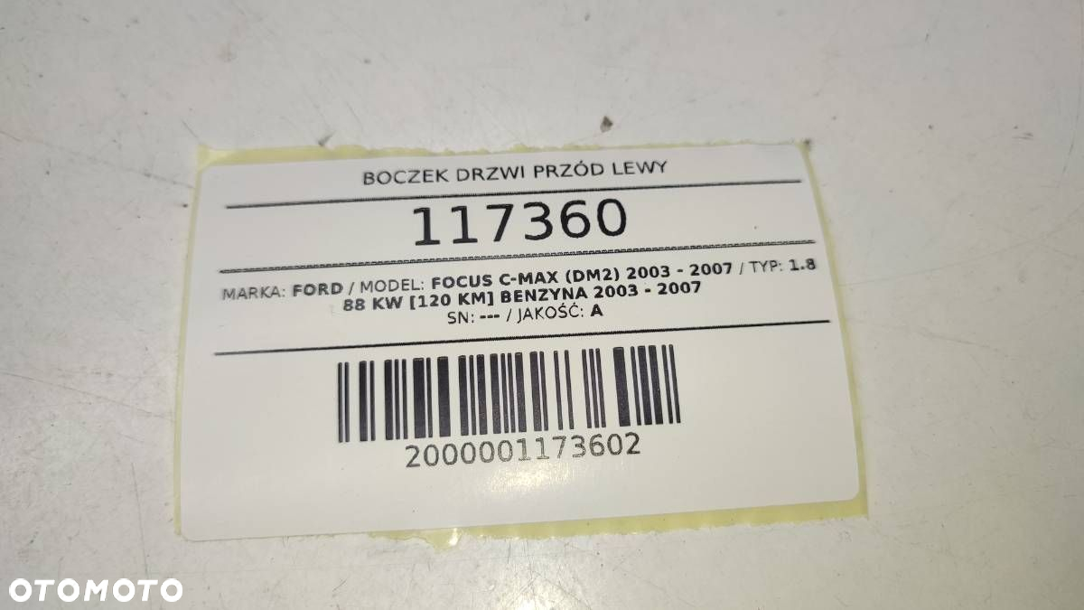 BOCZEK DRZWI PRZÓD PRZEDNI LEWY TAPICERKA FORD FOCUS C-MAX I EU - 6