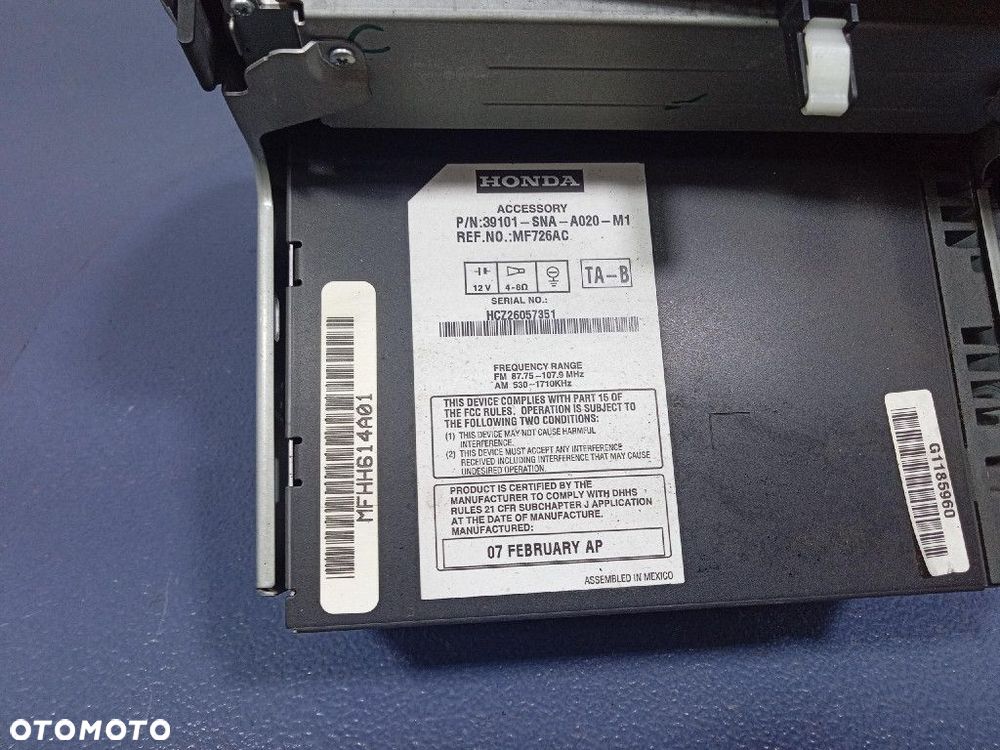 HONDA CIVIC VIII LX USA 05-08 RADIO CD FABRYCZNE 39101-SNA-A020 - 6