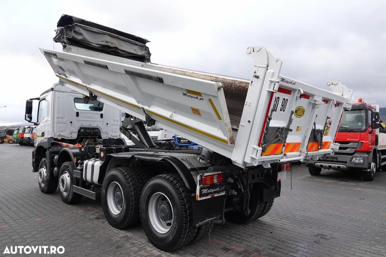 Mercedes-Benz AROCS 3243 / 8x4 / CAMION BASCULANTE + HYDROBOARD / BORDMATIC / MEILLER KIPPER / EURO 6 / ANVELOPE 100% / 50.000 km. - 2