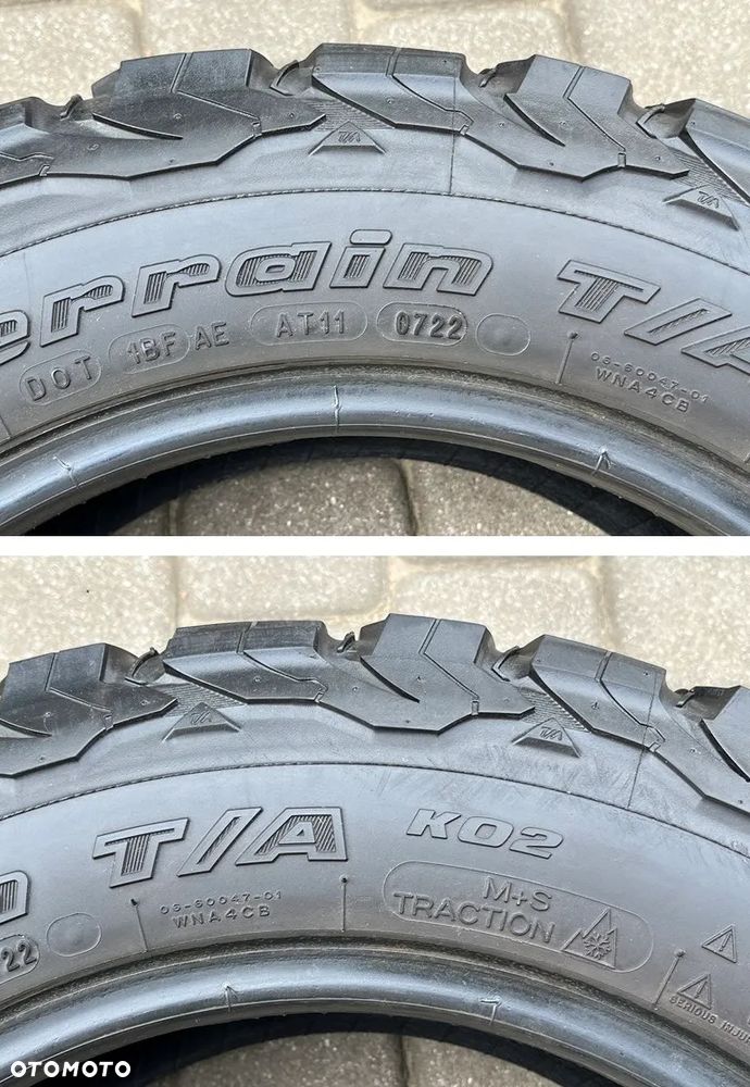 DWIE CAŁOROCZNE OPONY TERENOWE BFGOODRICH 215/65 R16 ALL TERRAIN T/A KO2 7 MM BIEŻNIKA 2022 ROK WIELOSEZON - 8
