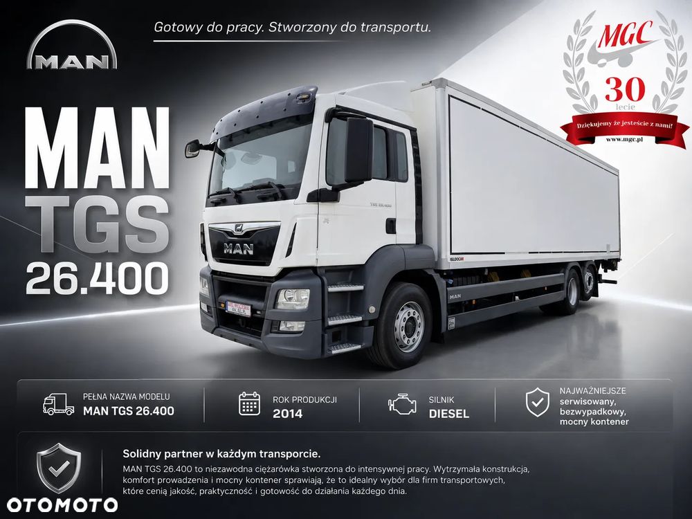 MAN TGS 26.400 / KONTENER + IZOTERMA / 1 WŁ / ZAREJESTROWANY / WEBASTO  / SERWISOWANY / BEZWYPADKOWY / EURO 6  / 24 EUROPALET - 2