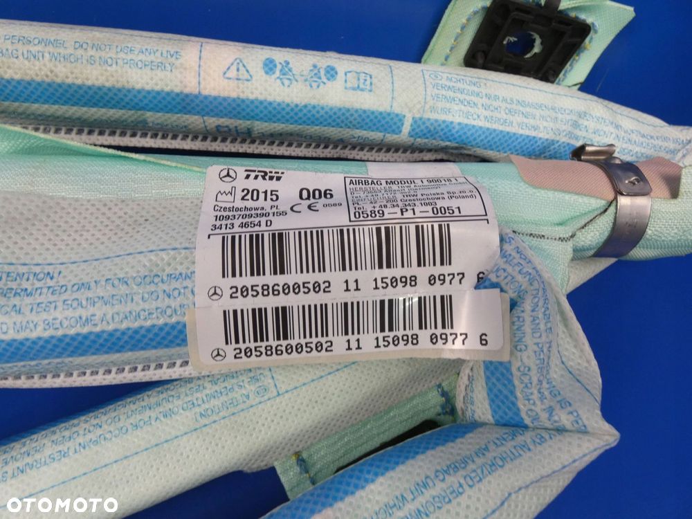 MERCEDES C KLASA W205 KURTYNA POWIETRZNA PRAWA AIR BAG ORYGINALNA - 2