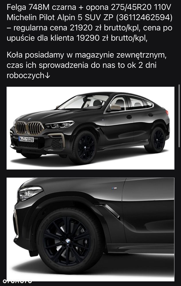 Oryginalne felgi BMW czarne R20 cali uzywane 36116883765 x5 x6 748M czarna - 8