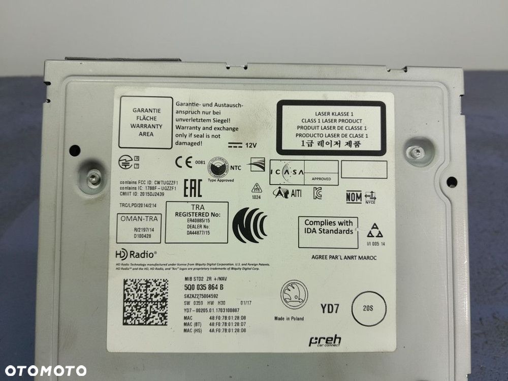 SKODA OCTAVIA III CZYTNIK KART SD MULTIMEDIA 5Q0035864B - 6