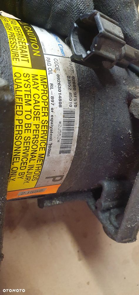 Sprężarka klimatyzacji pompa klimy Nissan Almera 1.5 16V 92600-9F510 2J552-45010 - 10