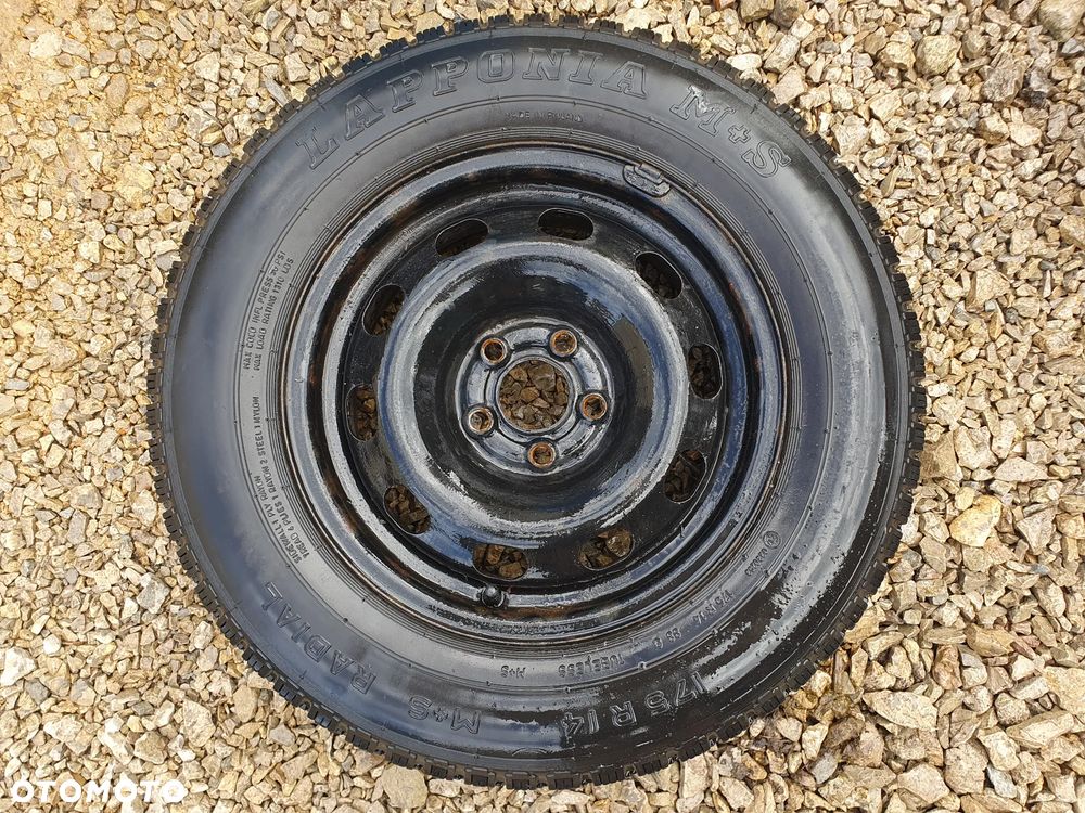 VOLKSWAGEN R14 KOŁO ZAPASOWE ORYGINALNA FELGA VW 14" 6J ET38 5X100 1J0601027P OPONA 175/R14 LAPPONIA M+S - 1