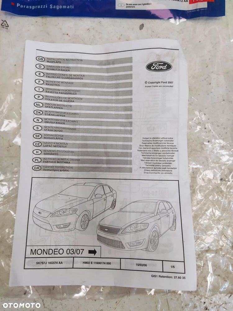 FORD MONDEO MK4 CHLAPACZ LEWY PRAWY TYŁ KOMPLET NOWY ORYGINAŁ - 7