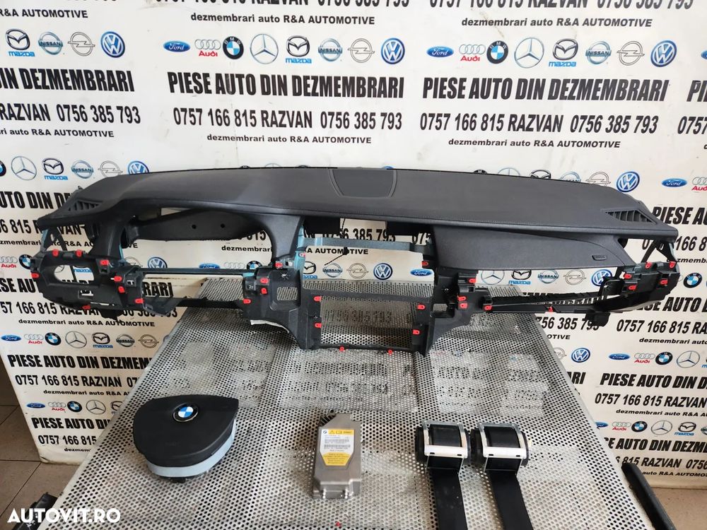 Plansa Bord Kit Airbag Din Piele Bmw Seria 7 Bmw F01 F02 F03 F04 Volan Stanga Plansa Bord Bmw F01 F - 3