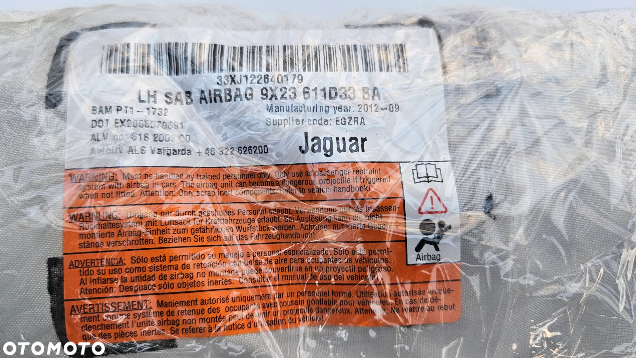 Jaguar XJ 351 Poduszka fotela lewego Airbag lewy 9X23-611D33-BA - 2