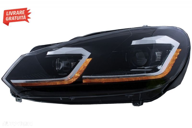 Grila Centrala VW Golf VI (2008-2013) si Faruri LED Semnalizare Secventiala LHD R2- livrare gratuita - 9