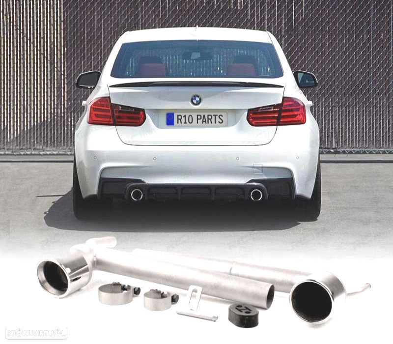 CONJUNTO PONTEIRAS DE ESCAPE DUPLA BMW F30 F31 LOOK M PERFORMANCE - 1