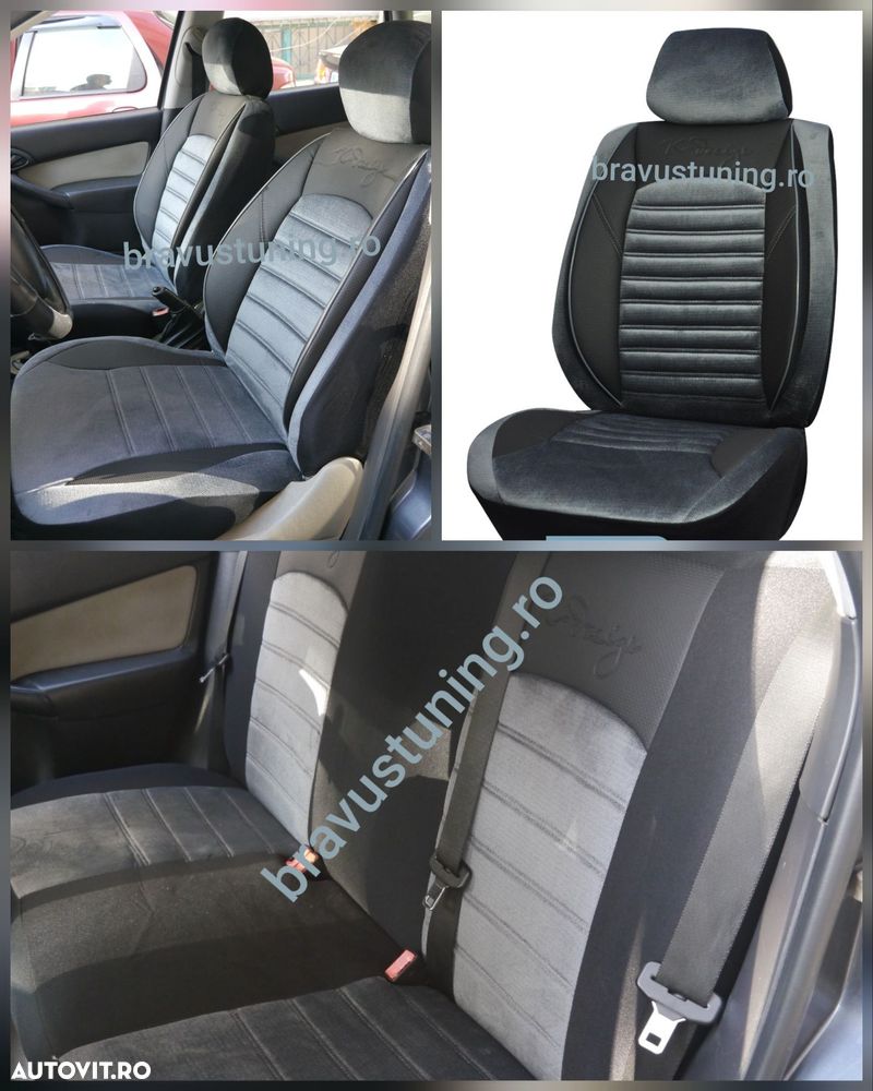 Huse scaun auto Elitte Catifea Gri inchis - 1