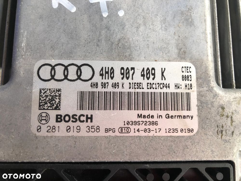 R7. Komputer Sterownik Silnika Audi 4H0907409K A8 D4 4.2 TDI 0281019358 - Wysyłka - 3
