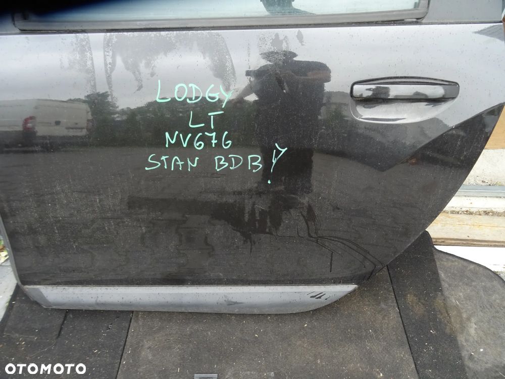 DACIA LODGY DRZWI LEWE TYLNE NV676 CZARNE ORYGINAL LAKIER STAN BDB SZYBA PODNOSNIK LISTWA ZAMEK KLAMKA ITP - 2