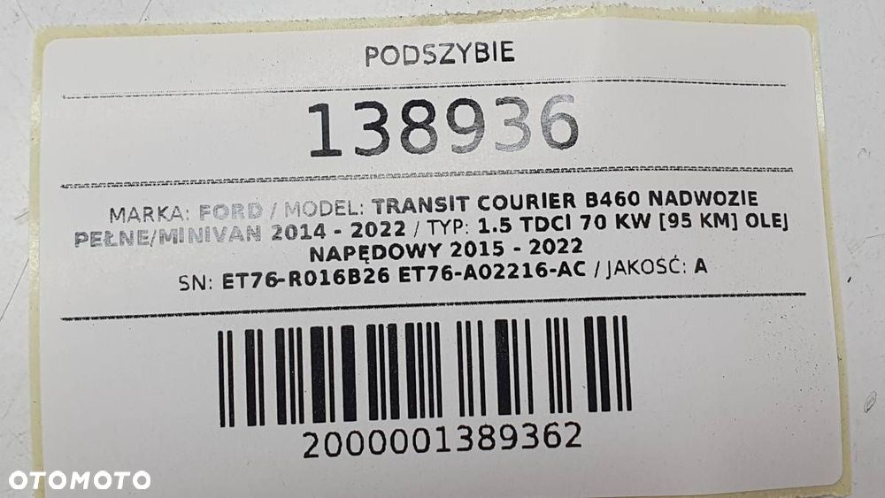 PODSZYBIE KOMPLETNE TRANSIT COURIER 2018 ET76-R016B26 ET76-A02216-AC EUROPA - 8