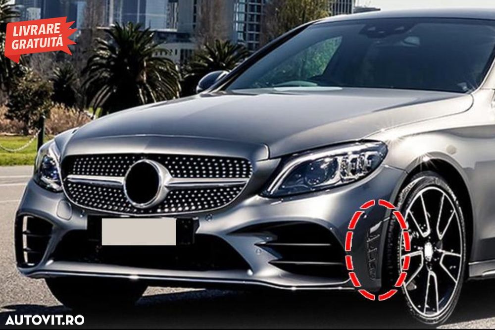 Ornamente bara fata flapsuri Negru Lucios Mercedes C-Class W205 S205 Facelift (201- livrare gratuita - 7