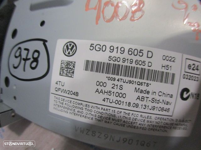Radios 5G0919605D VW GOLF 7 5G FASE 1 2014 1.6TDI 105CV 5P CINZA RATO ORIGINAL 4TU QFVW204B - 6