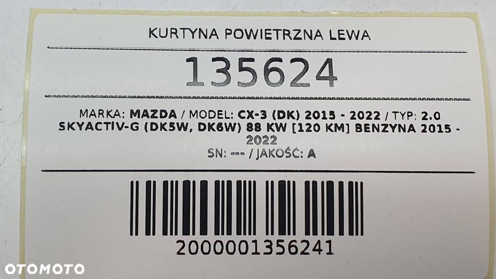 KURTYNA POWIETRZNA LEWA MAZDA CX-3 DK ORYGINAŁ - 5
