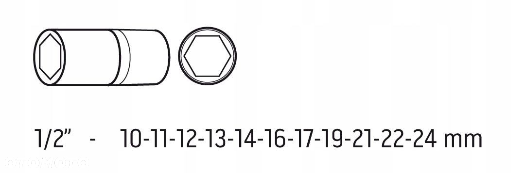 NEO 12-102 NASADKI UDAROWE DŁUGIE 11 ELEM 10-24mm 1/2 METALOWA WALIZKA - 11