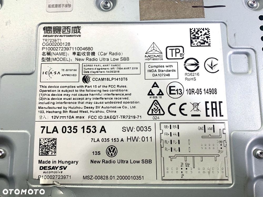 RADIO  VW TRANSPORTER / CARAVELLE VI Autobus (SGB, SGJ, SHB, SHJ) 2015 - 2022 2.0 TDI 81 kW [110 KM] - 4