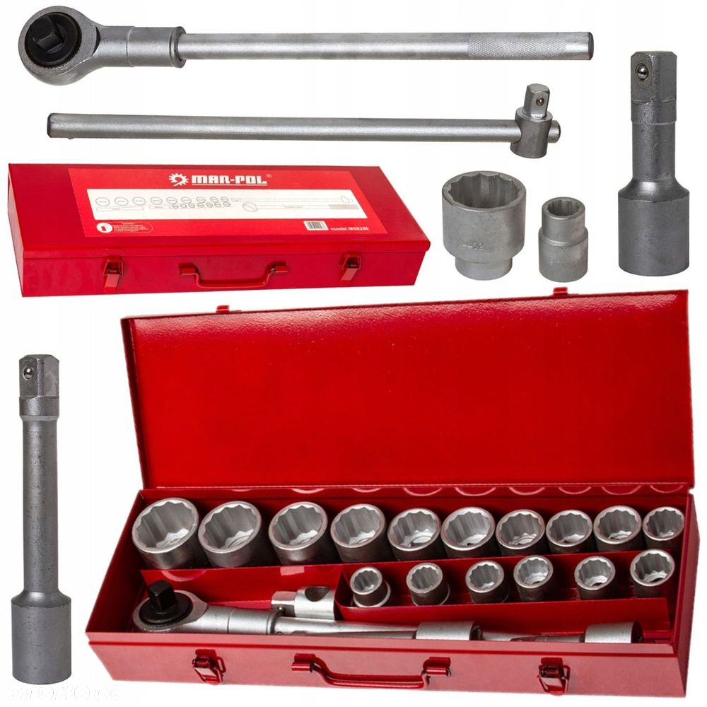 ZESTAW KLUCZY NASADOWYCH Z GRZECHOTKĄ 19-50mm 3/4" 21 ELEMENTÓW Z WALIZKĄ - 14