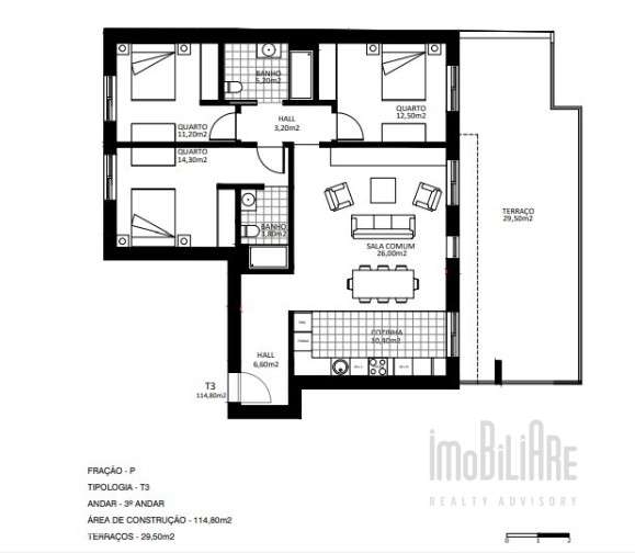 Apartamento T3 novo com Terraço - Grande imagem: 5/9