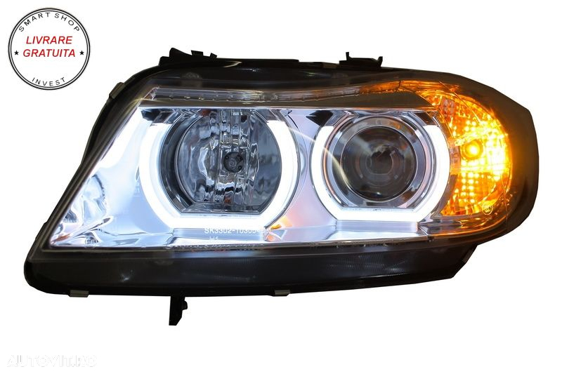 Faruri Xenon Angel Eye 3D U-TYPE BMW Seria 3 E90 E91 (03.2005-08.2008) Crom HID- livrare gratuita - 6
