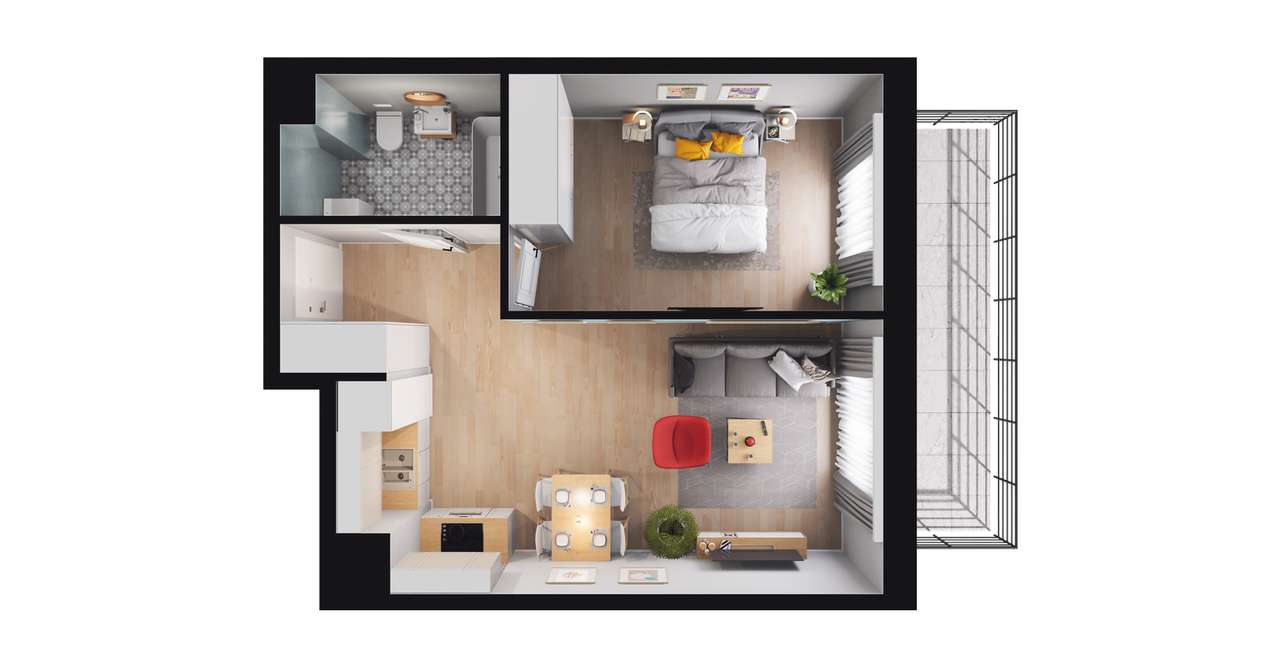 2-pokojowe mieszkanie 42m2 + balkon Bez Prowizji - Pełny obrazek: 2/23
