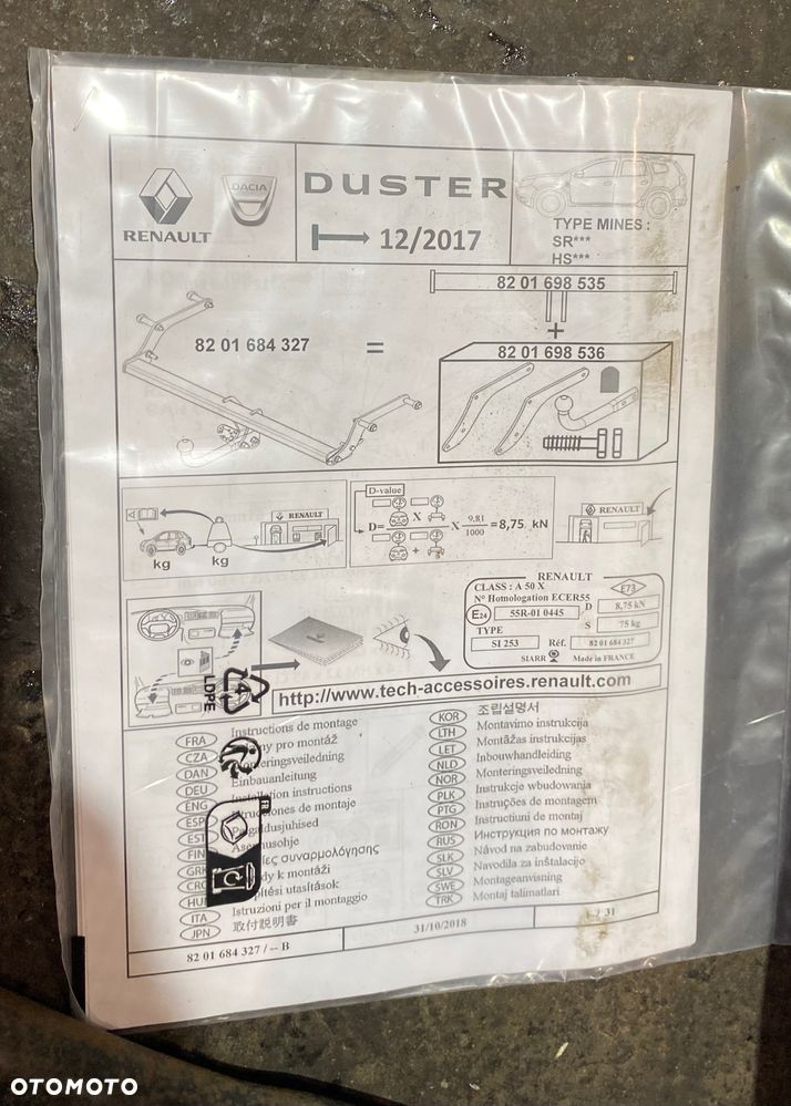 DACIA DUSTER 1 I , II 2 LIFT  ORYGINALNA KULA holownicza HAKA HAK HOLOWNICZY KOŃCÓWKA STALOWA - 6