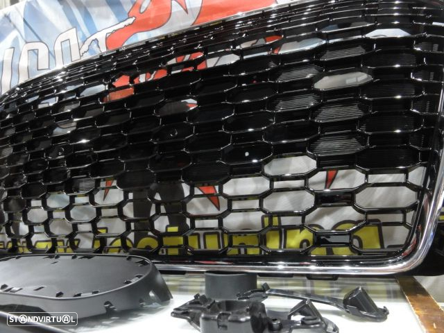 Grelha frontal AUDI A4/S4 B9 15-19 RS4 look  cromado e preto brilhante com suporte para símbolo - 21