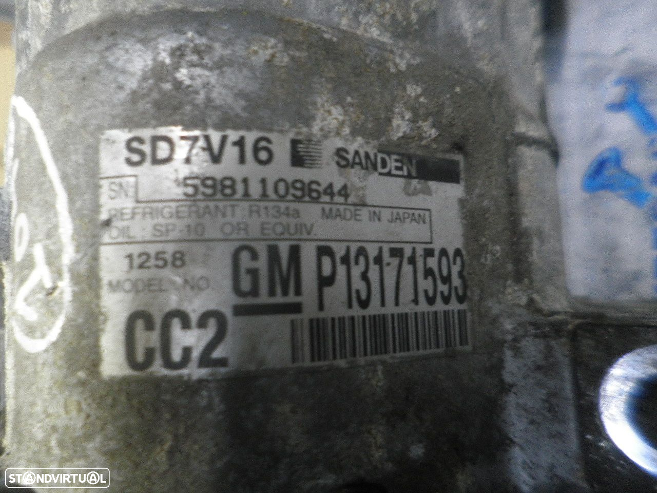 Compressor AC 5981109644 SD7V16 SAAB 93 SW 2006 1.9TID 120CV 5P PRETO SANDEN - 3