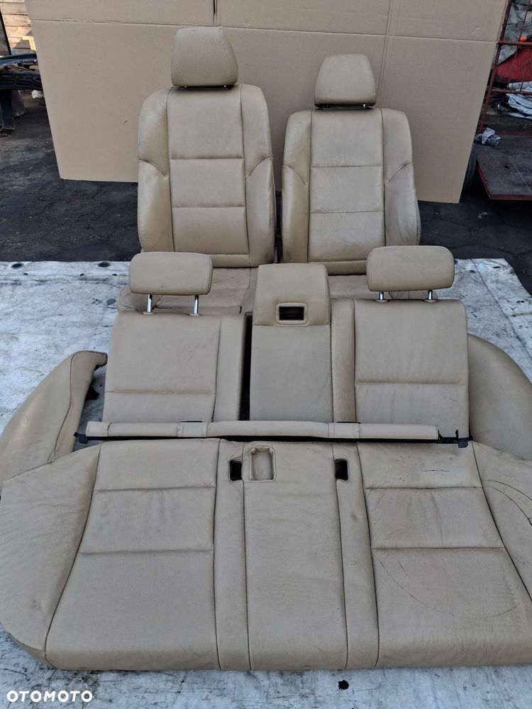 BMW 5 E60 E61 Fotele SPORT skóra skórzane FULL elektryka EUROPA dzielona kanapa jasne beżowe komplet foteli boczki - 2