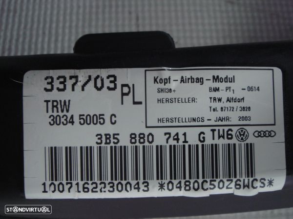 Airbags De Cortina Esq Volkswagen Passat (3B3) - 2