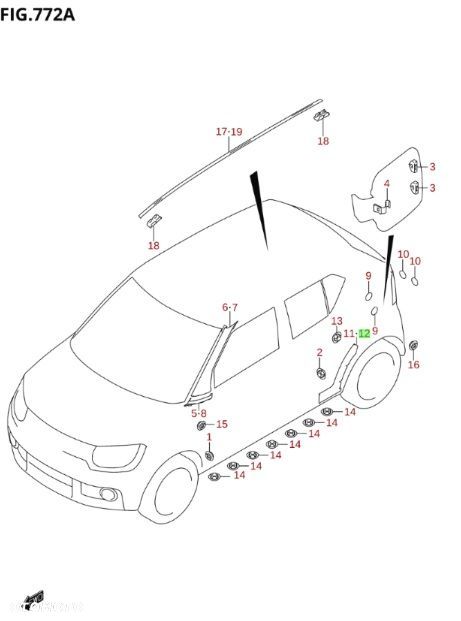SUZUKI IGNIS 2017- NAKLEJKA BŁOTNIKA PROGU LEWY TYŁ - 2