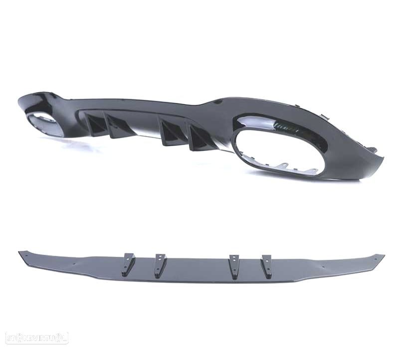 DIFUSOR MERCEDES CLASE A W177 18- LOOK AMG PRETO BRILHANTE + PONTEIRAS ESCAPE - 3