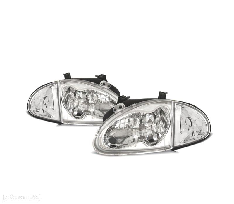 FARÓIS + PISCAS HONDA CIVIC DEL SOL 92-97 FUNDO CROMADO - 1