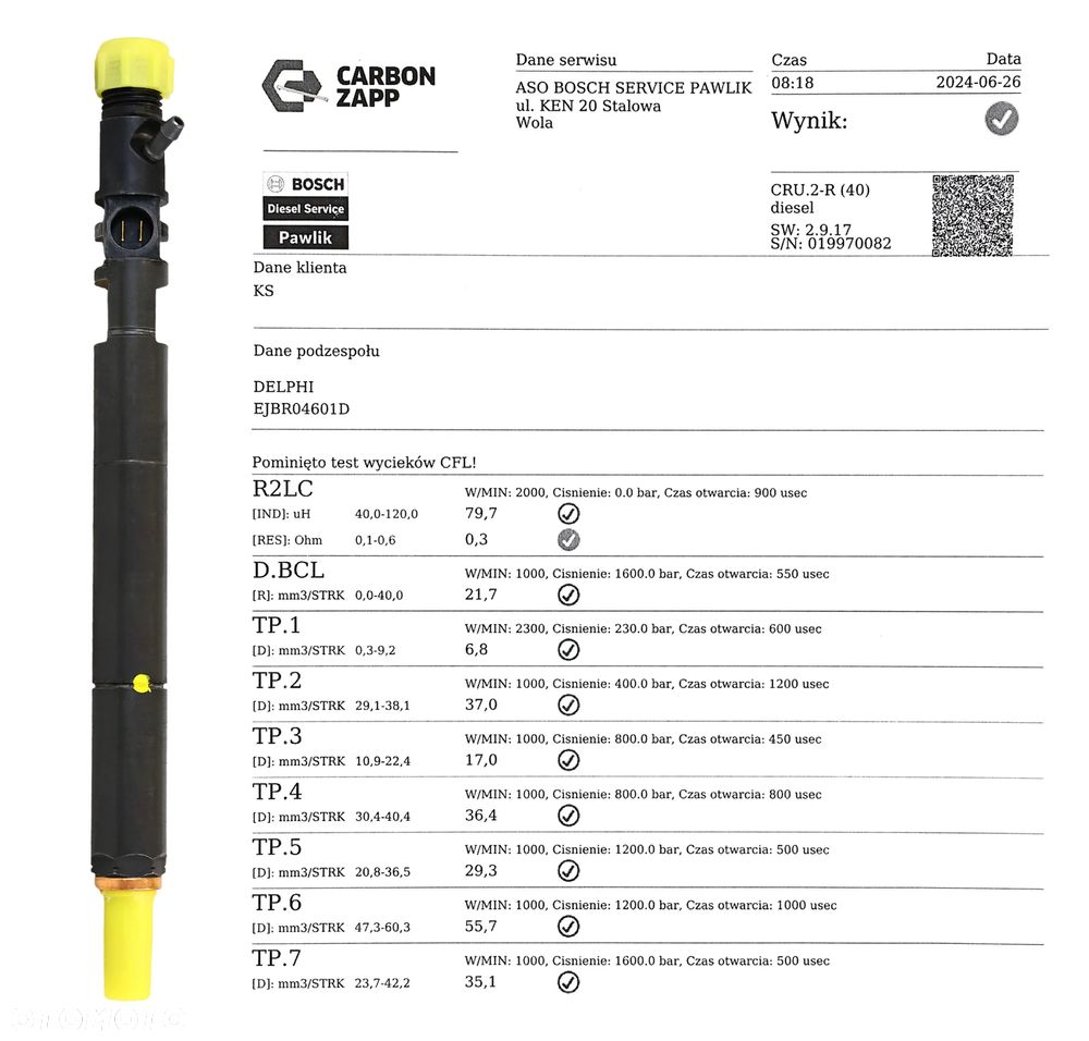 WTRYSKIWACZ FORD MONDEO MK3 2,0 TDCI EJDR00801D - 2