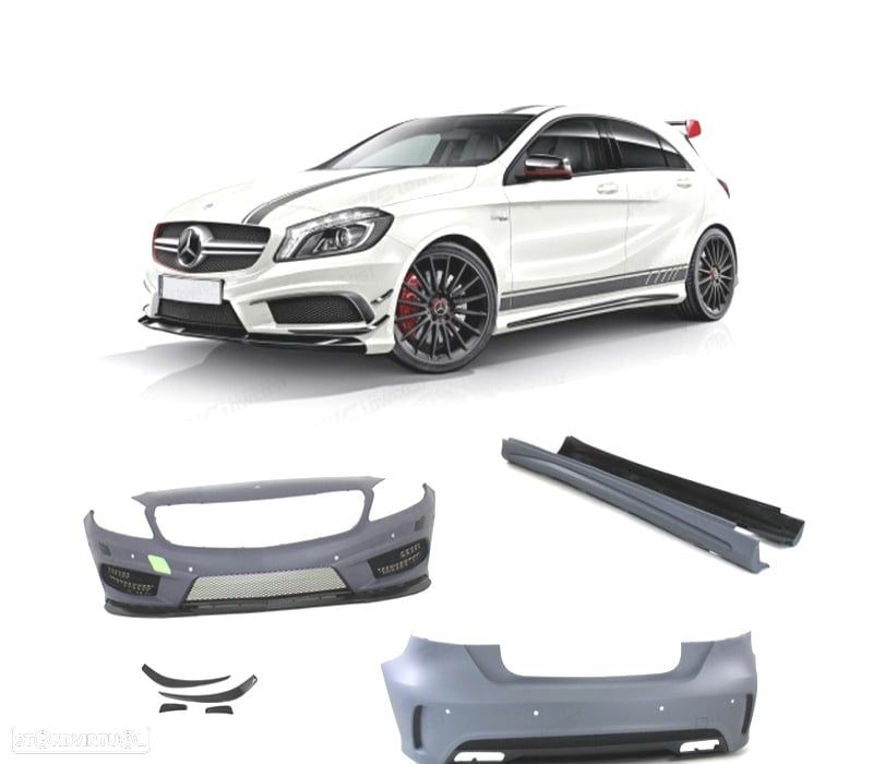 KIT CARROÇARIA MERCEDES CLASE A W176 LOOK AMG A45 PDC + LAVA-FARÓIS - 1