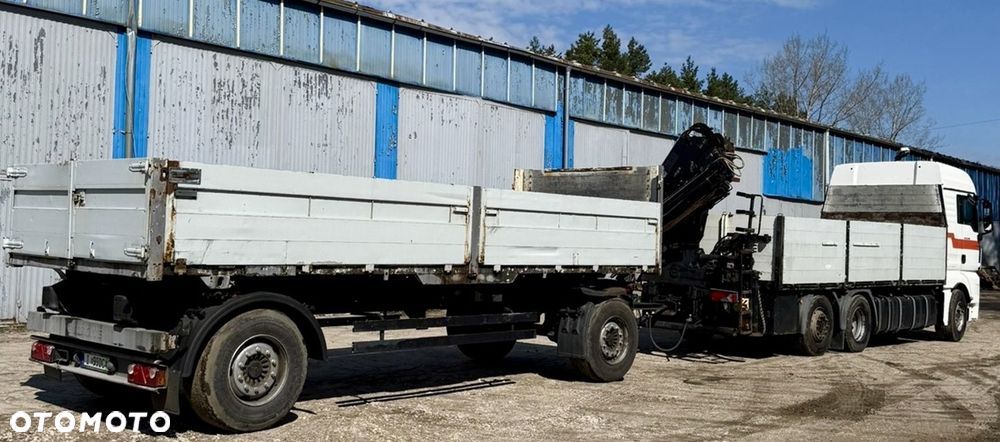 MAN TGX 26.480 6x2 XLX HIAB XS 144DS-3 PRO DŁ:10.5m AUTOMAT RETARDER KLIMA OŚ PODNOSZONA I SKRĘTNA DŁ:PAKI:6.4m BURTY ALUMINIOWE + PRZYCZEPA SCHWARZMULLER BURTOWA DŁ:7m 2009r EURO 5 - 16