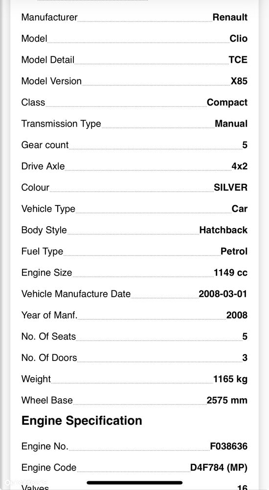 Silnik kompletny RENAULT CLIO III 05-09 1.2 16V TCE TURBO D4F784 SILNIK KOMPLETNY film nr l203 - 11