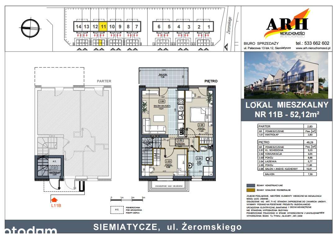 Mieszkanie BEZCZYNSZOWE 52,12m² z balkonem |ul.Żeromskiego|Siemiatycze - Pełny obrazek: 2/4